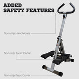 Stepper with Handle Hand Grip for Fitness Aerobic Exercise Grey