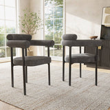 Set of 2 Modern Velvet Dining Chairs with Armrests - Upholstered Kitchen & Dining Chairs