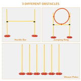 Dog Agility Equipment Training Portable Obstacle Kit with Adjustable Hurdles, Jumping Ring, Weave Poles
