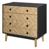 Chest of Drawers, 5-Drawer Storage Cabinet with Metal Handles