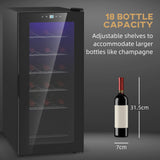Wine Cooler, 50L 18 Bottle Freestanding with Glass Door, Black