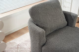 Teddy Swivel Armchair: Back Cushion Pillow, Thick Foam Pad, Medium Grey