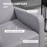 Linen-Look Boxy Armchair - Light Grey