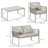 Rattan Garden Furniture Set, 4 Pieces - Grey