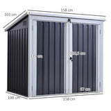 Two-Bin Storage Shelter, Corrugated Steel, Black
