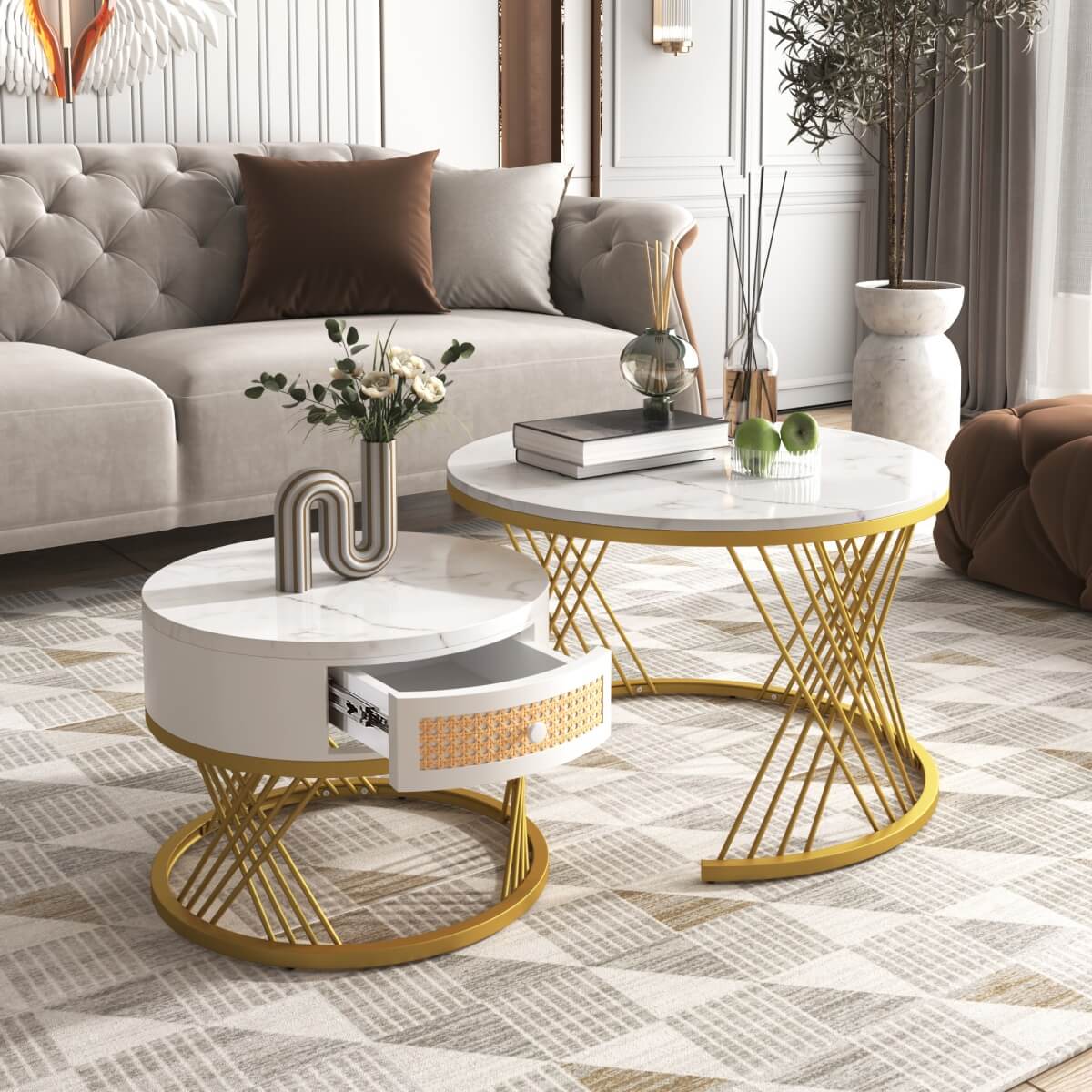 White Coffee Table with Metal Legs – Sturdy Modern Dining or Breakfast Table