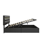 5ft King Ottoman Bed with LED Headboard - PU Upholstered Bed with Hydraulic Storage and USB & Type-C Charging