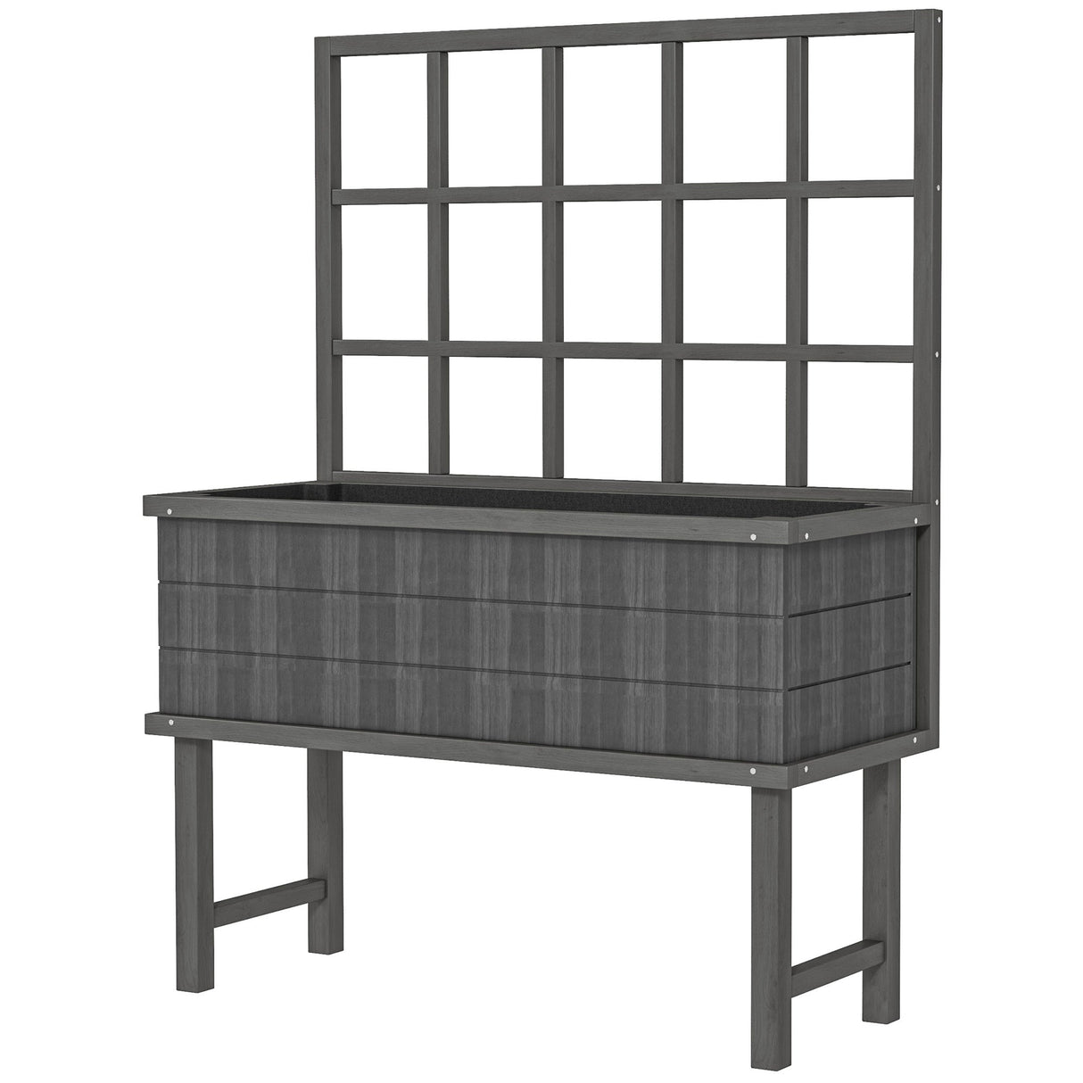 Wooden Garden Planter with Trellis, 45 x 105cm, Grey