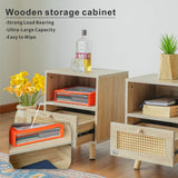Set of 2 Solid Wood Side Cabinets - Freestanding Storage Cabinets