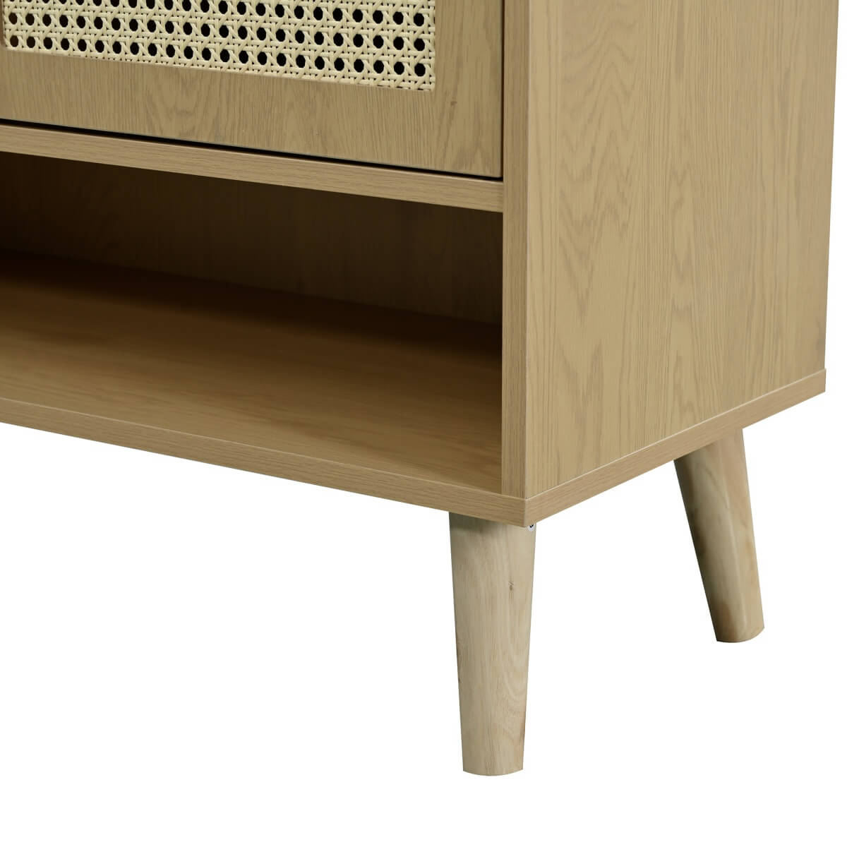 Natural Rattan Shoe Storage Cabinet - 5 Tier Freestanding Hallway Shoe Cupboard for Boots & Heels