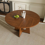 Round Dining Table for 4 - 47 Inch Farmhouse Kitchen Table with Wood Grain Finish, Circular Dining Table for Dining Room & Kitchen, Walnut