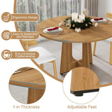 Round Dining Table for 4 - 47 Inch Farmhouse Kitchen Table with Wood Grain Finish, Circular Dining Table for Dining Room & Kitchen, Oak
