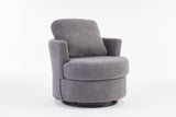 Teddy Swivel Armchair: Back Cushion Pillow, Thick Foam Pad, Medium Grey
