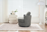 Teddy Swivel Armchair: Back Cushion Pillow, Thick Foam Pad, Medium Grey