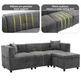 L-Shaped Corner Sofa - 80" Fabric Sectional Sofa with Removable Storage Ottoman & 2 Cushions, Grey