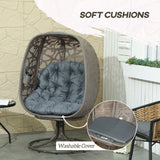 Swivel Egg Chair, Cushions Foldable Basket Metal Frame, Grey
