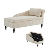 Velvet Chaise Lounge Sofa with Storage – Modern Upholstered Couch, Button-Tufted, Living Room