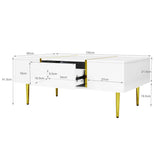 White High-Gloss Coffee Table – Modern Centre Table with 2 Drawers