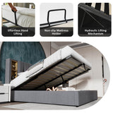 4ft6 Double Ottoman Bed Frame - Upholstered Storage Bed with Wireless Charging & USB C, Grey