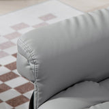 360?? Swivel Recliner Chair with Footstool, Manual Recliner Armchair, PU Leather Light Grey