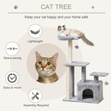 Cat Tree Tower 114cm Climbing Activity Centre Sisal Scratching Post Light Grey