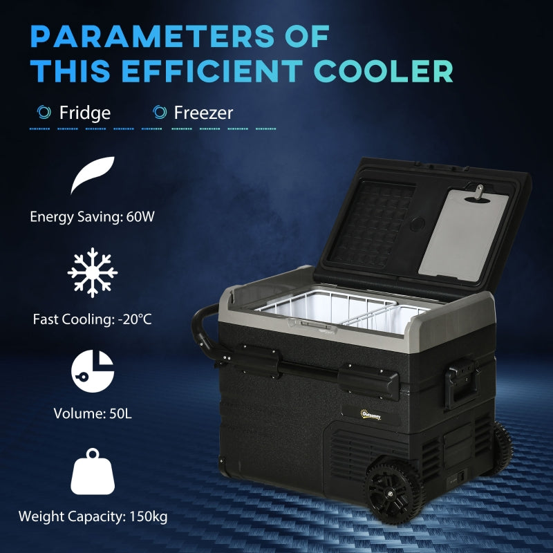 50L Car Refrigerator, Portable Compressor Fridge Freezer with Inner LED Light, Black