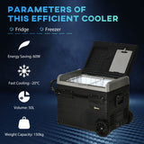 50L Car Refrigerator, Portable Compressor Fridge Freezer with Inner LED Light, Black