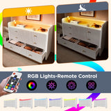 6-Drawer Fluted Sideboard with LED Lighting – Modern Storage Cabinet for Living Room, Bedroom or Dining Room