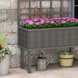 Wooden Garden Planter with Trellis, 45 x 105cm, Grey