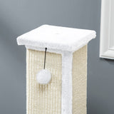 81cm Cat Scratcher, Vertical Full Scratcher with Sisal Rope and Hanging Ball, White