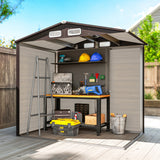 Garden Shed, 4 x 6ft Galvanised Steel with Lock and Gloves - Oak