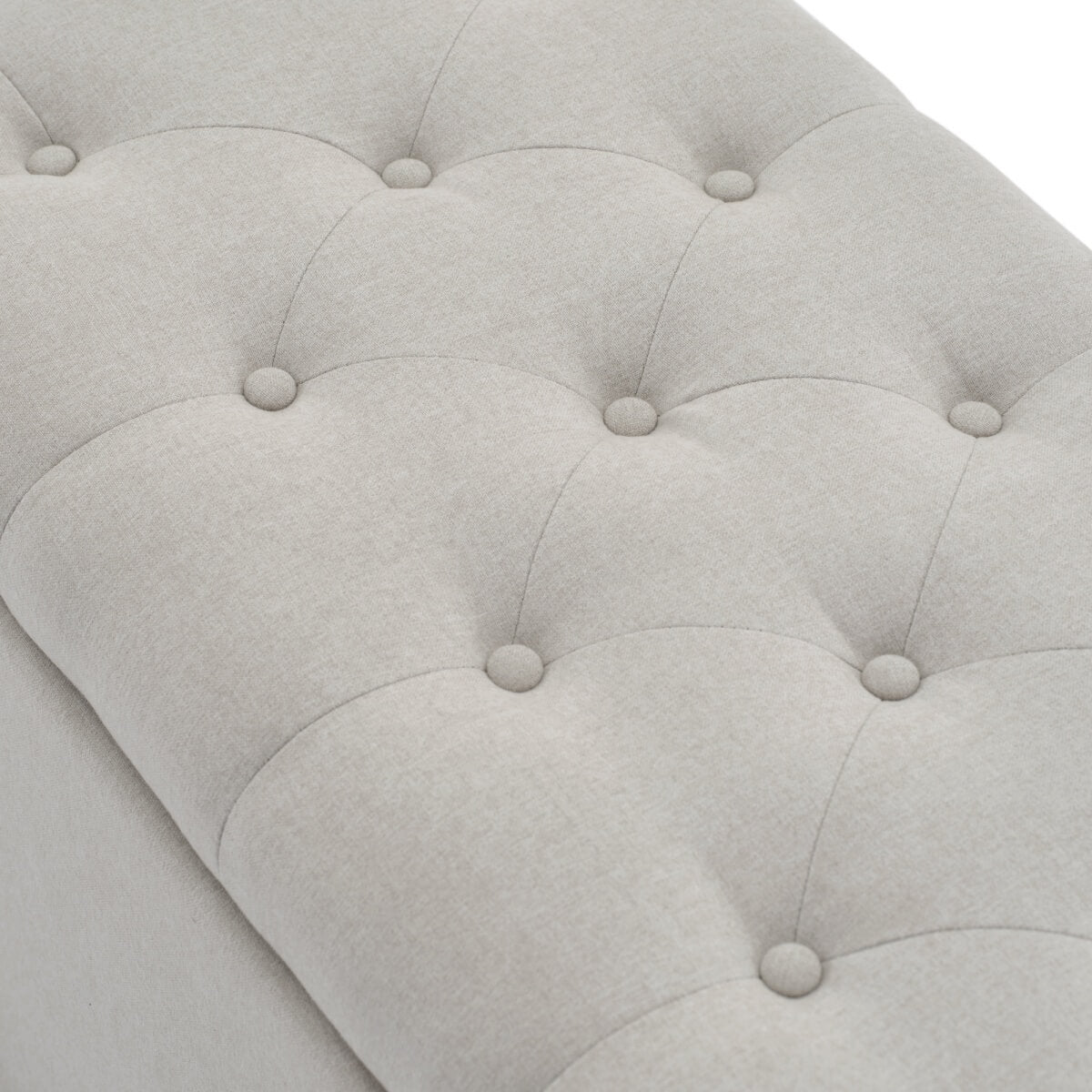 Linen Upholstered Storage Bench - Soft Padded Seat, 135x41x42cm, Light Grey