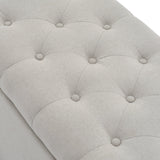 Linen Upholstered Storage Bench - Soft Padded Seat, 135x41x42cm, Light Grey