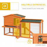 Two-Tier Rabbit Hutch with Run, Ramp, Slide-Out Tray - Orange