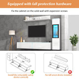 3-Piece White TV Wall Unit with LED Lights - High Gloss TV Stand, Display Cabinet and Wall Shelf for Living Room