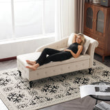 Velvet Chaise Lounge Sofa with Storage – Modern Upholstered Couch, Button-Tufted, Living Room
