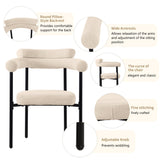 Modern Dining Chairs set of 2, Cream Faux Suede Upholstered Armchairs