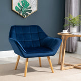 Armchair Accent Chair Wide Arms Slanted Back Blue