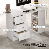 Computer Desk with Storage – Writing Desk with Drawers & Shelves for Home Office