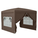 Pop Up Gazebo with Carry Bag and Windows, 3 x 3m, Coffee