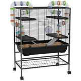 Large Hamster Cage, Gerbil Cage with Tubes, Shelf, Ramps, Platforms, Running Wheel - Black