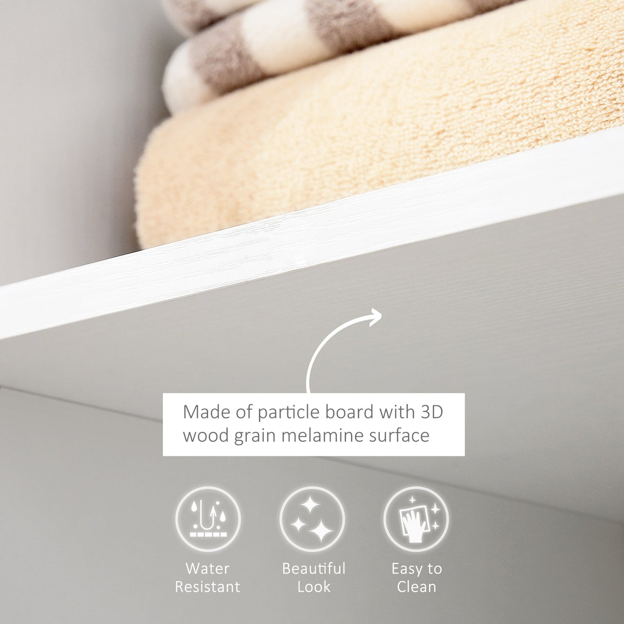 Open Wardrobe on Wheels, Clothes Rail & 3 Shelves, White