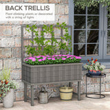 Wooden Garden Planter with Trellis, 45 x 105cm, Grey