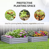Raised Garden Bed, Elevated Galvanised Planter Box for Flowers, Herbs, Set of 2, Grey