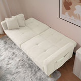 Convertible Sofa Bed - Adjustable Recliner Sofa with Gold Legs and Side Storage Pockets, White