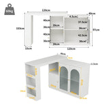 360° Rotating Kitchen Bar Cabinet - Modern White Storage Unit with Glass Door