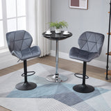 Adjustable Bar Stools Set of 2, Swivel with Back, Dark Grey