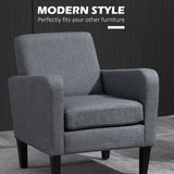 Modern Accent Chair, Occasional Chair, Rubber Wood Legs, Grey