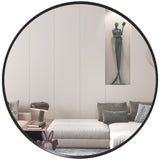 Decorative Wall Mirror 61cm Round Modern for Bedroom Living Room Bathroom, Black
