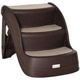 Foldable Pet Stairs 3-Step Design with Non-slip Mats, Brown
